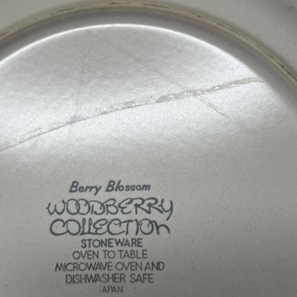 Vintage Berry Blossom Stoneware Plate – Floral Dinnerware, Made in Japan (12.25